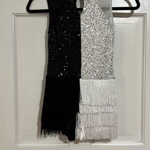 Black and White Sequin Fringe Romper
